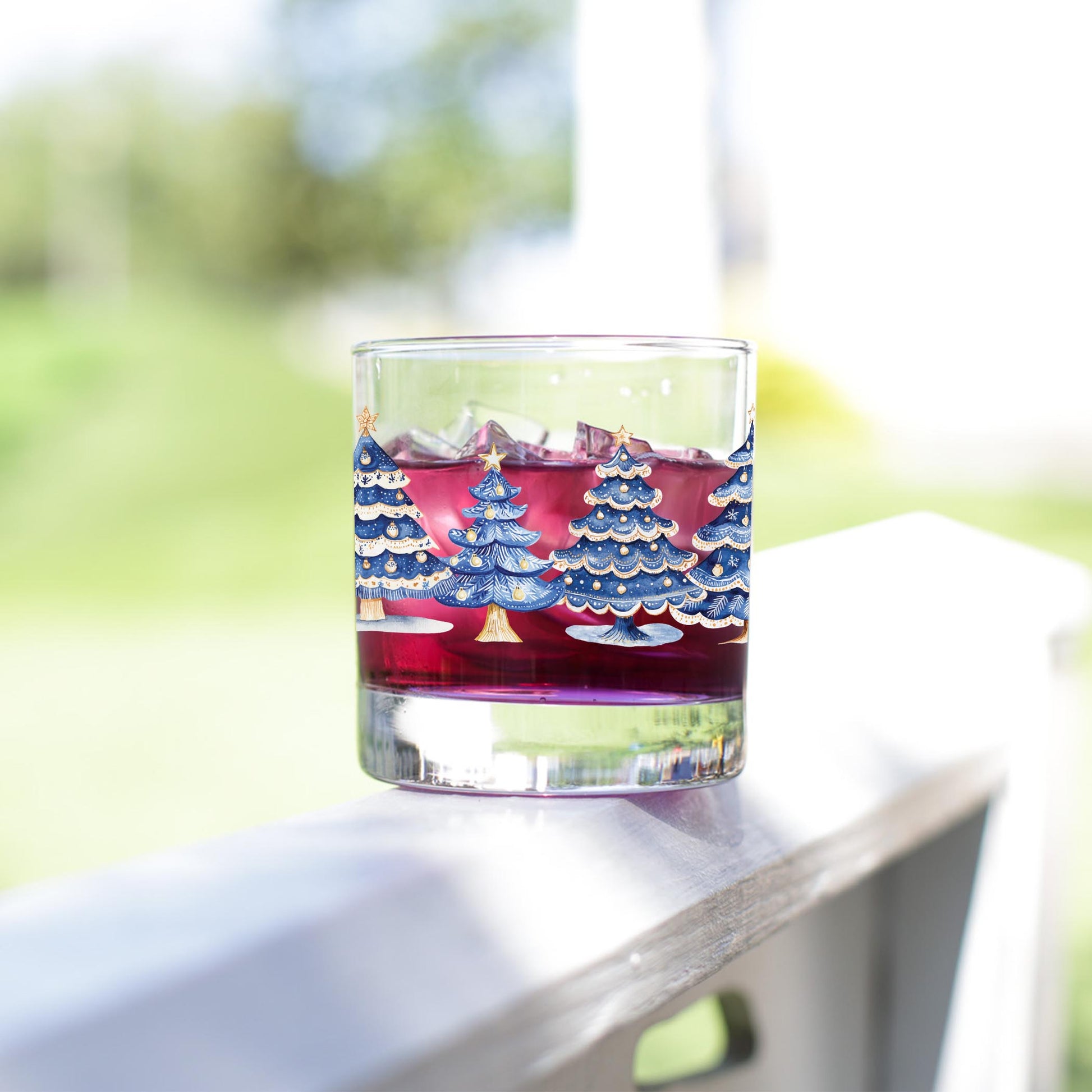 11oz Bourbon Glass-Blue Noel - A Grand Millennial Christmas -4