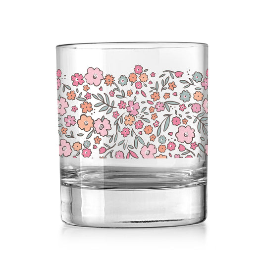 11oz Bourbon Glass-Floral Pattern