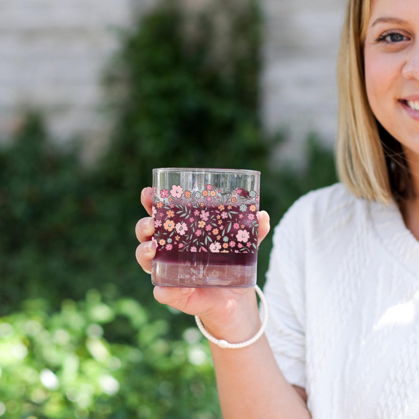 11oz Bourbon Glass-Floral Pattern