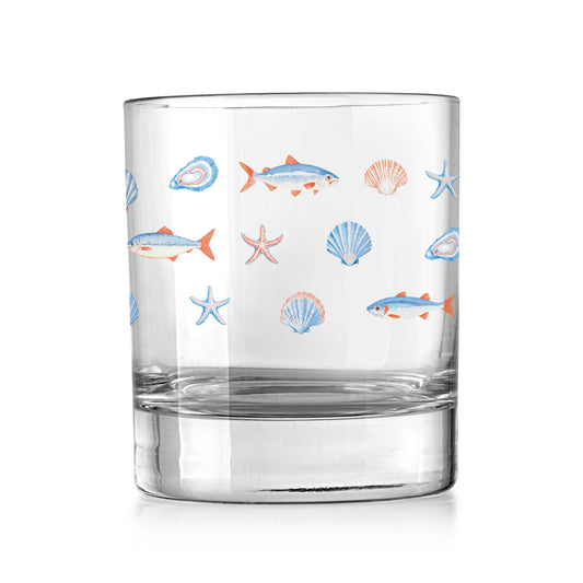 11oz Bourbon Glass-New England Tides Pattern -0