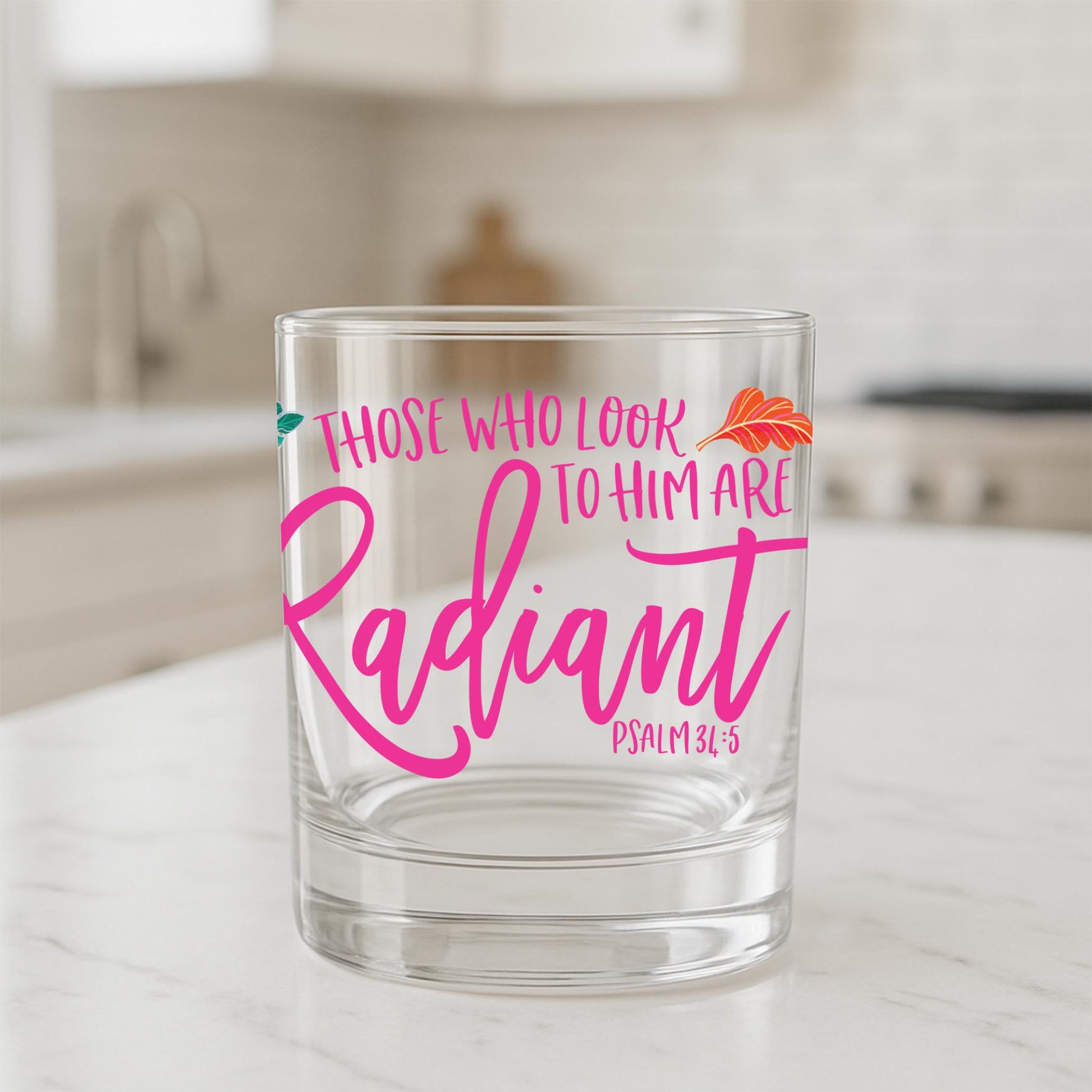 11oz Bourbon Glass-Radiant Hope Those Who Look To Him -1