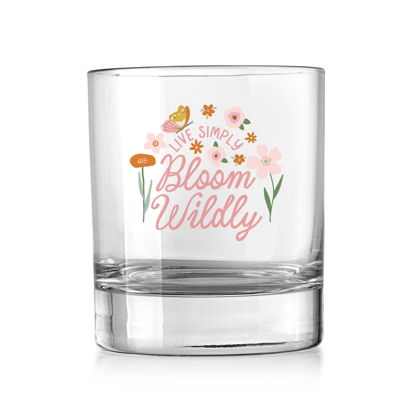 11oz Bourbon Glass-Spring Live Simply Bloom Wildly