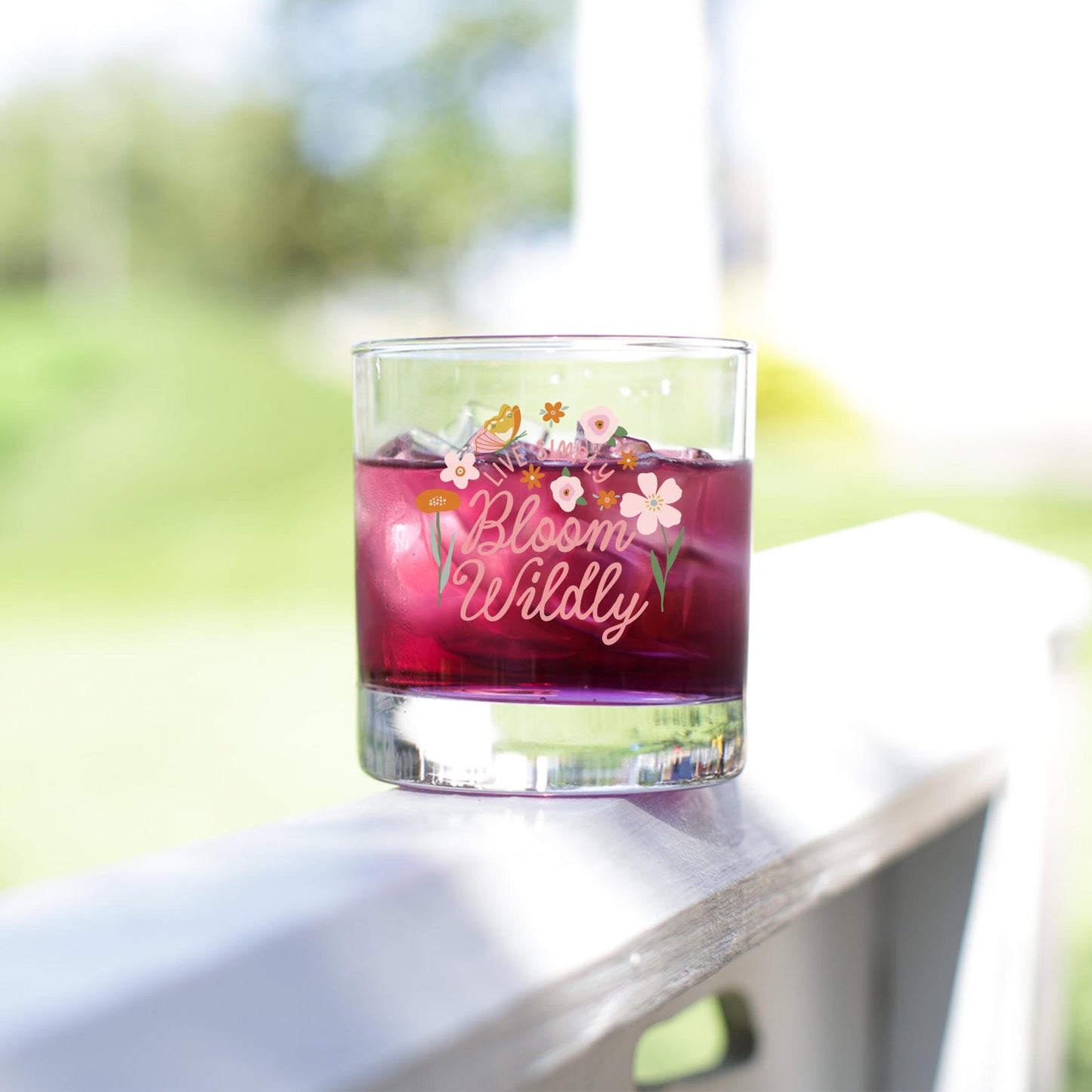 11oz Bourbon Glass-Spring Live Simply Bloom Wildly