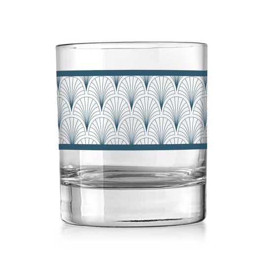 11oz Bourbon Glass-Art Deco Scallop Pattern -0