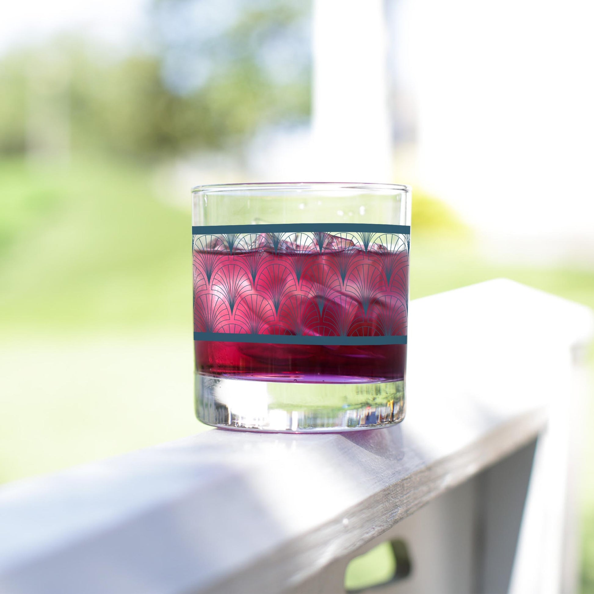 11oz Bourbon Glass-Art Deco Scallop Pattern -3