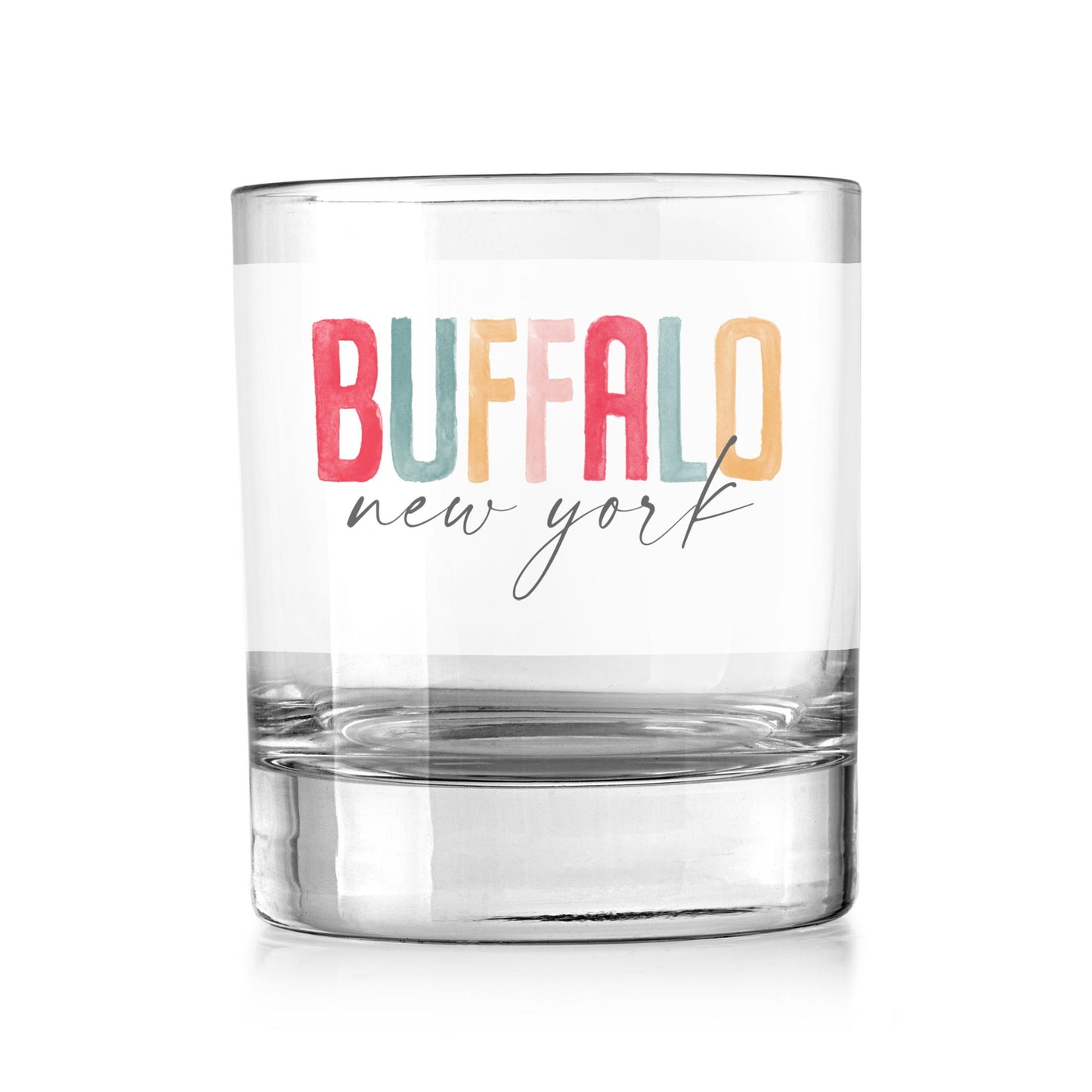 11oz Bourbon Glass-Watercolor City Buffalo NY