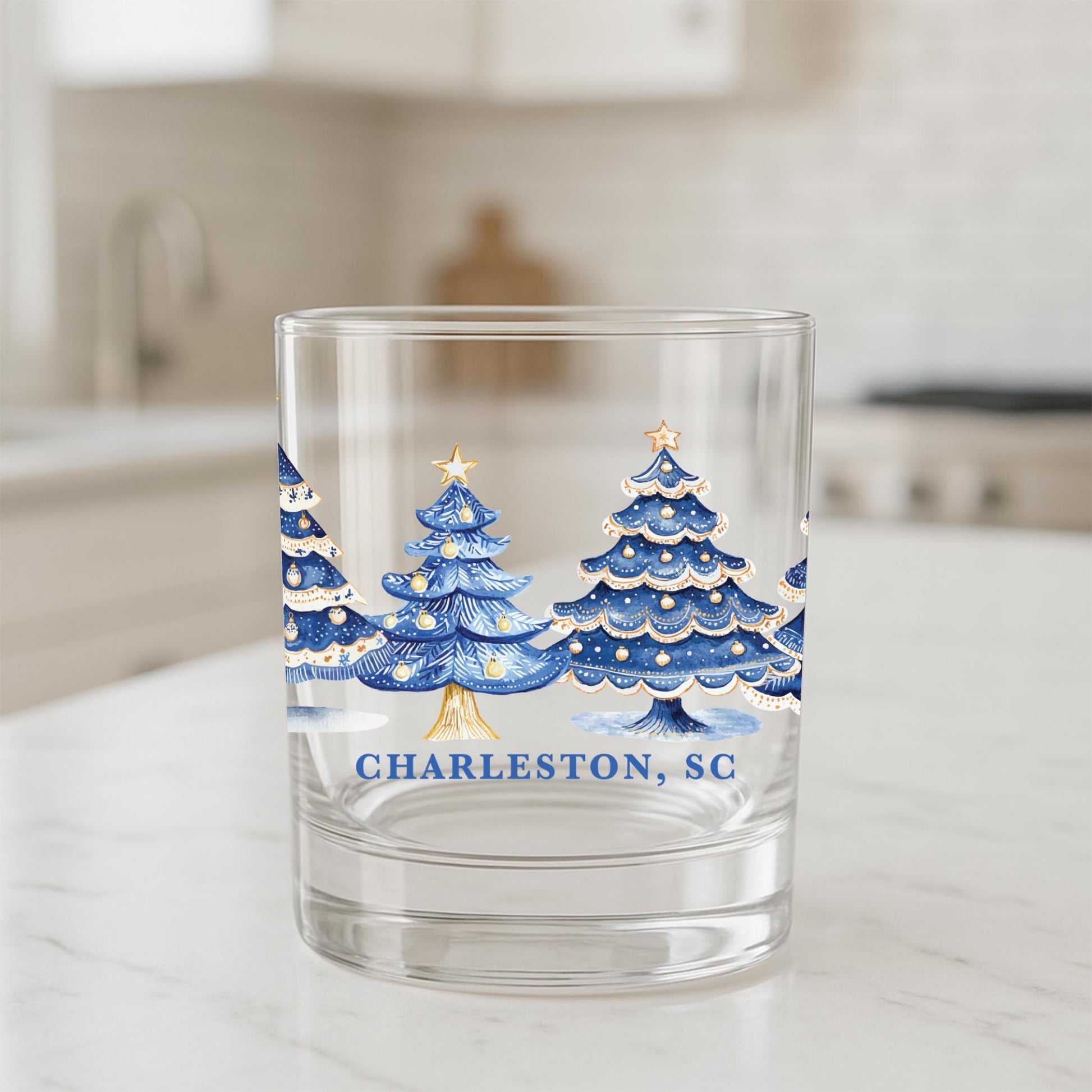 11oz Bourbon Glass-Love+Local Blue Noel - A Grand Millennial Christmas -1