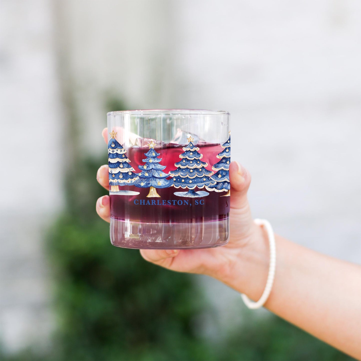 11oz Bourbon Glass-Love+Local Blue Noel - A Grand Millennial Christmas -2