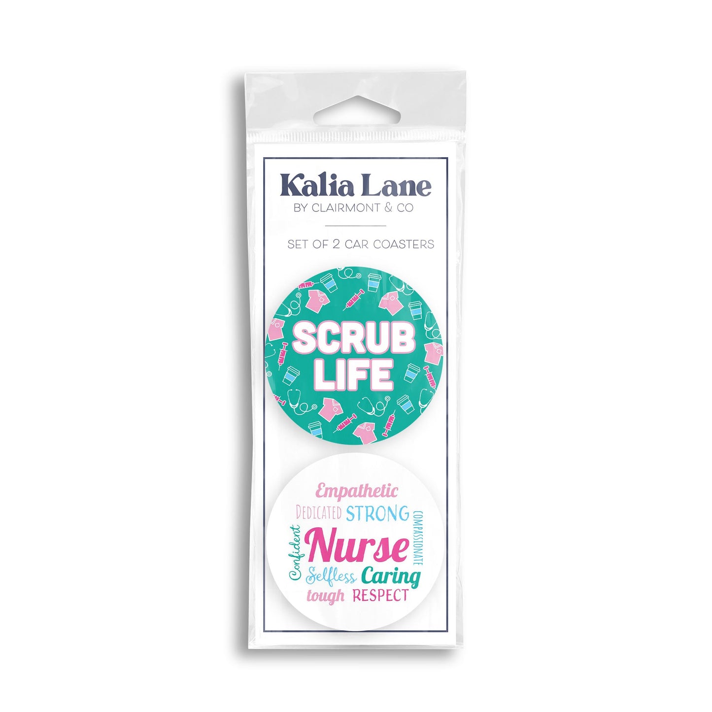 Car Coaster 2-Pack Kalia Lane-Scrub Life & Nursing Words