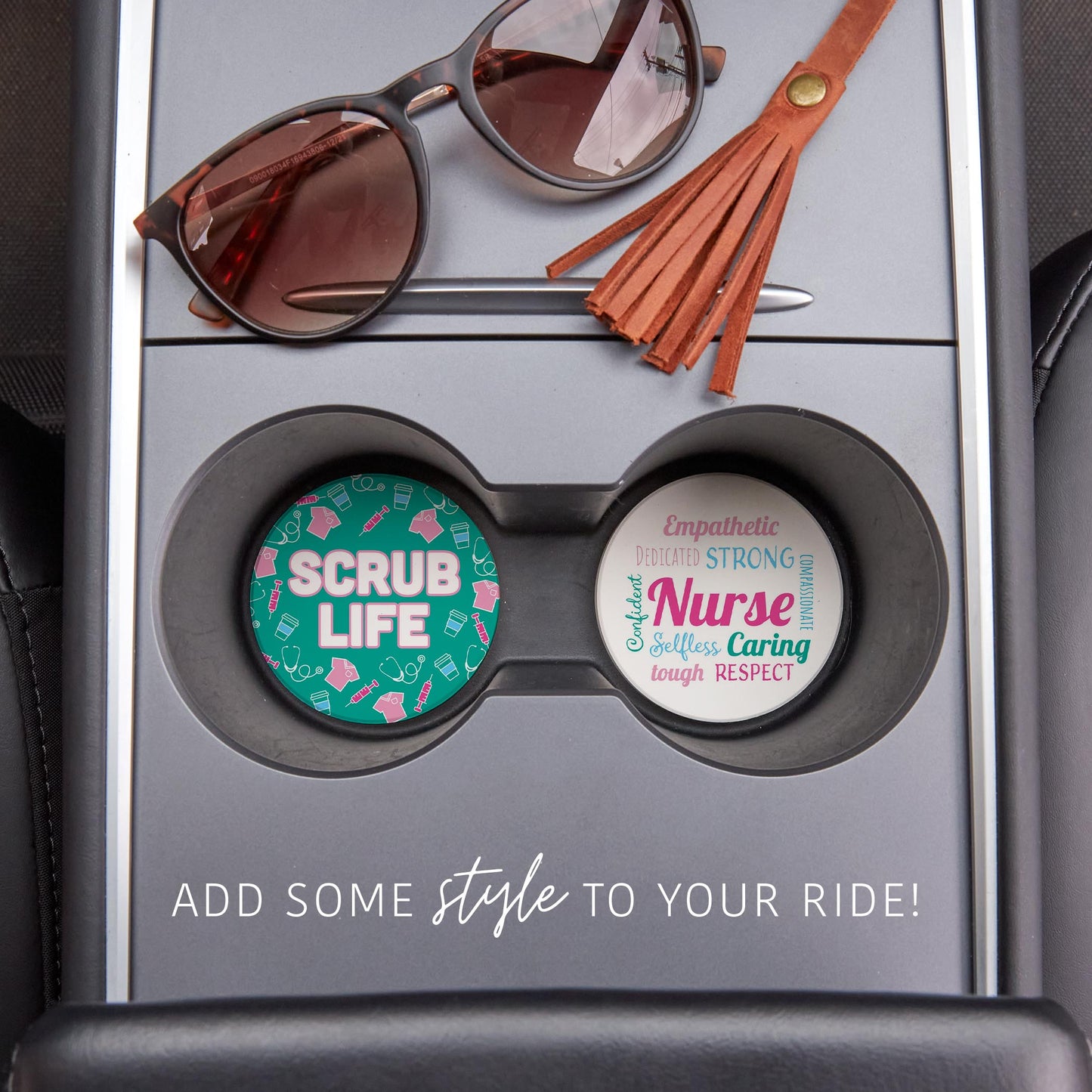 Car Coaster 2-Pack Kalia Lane-Scrub Life & Nursing Words