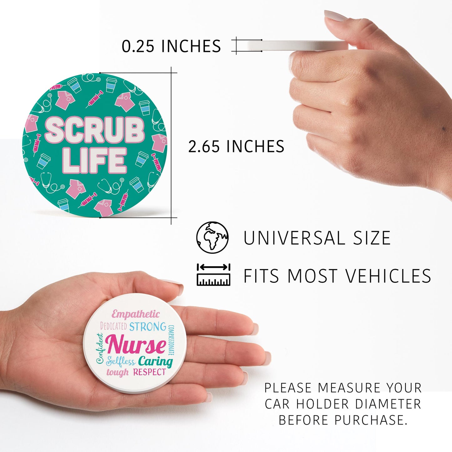 Car Coaster 2-Pack Kalia Lane-Scrub Life & Nursing Words