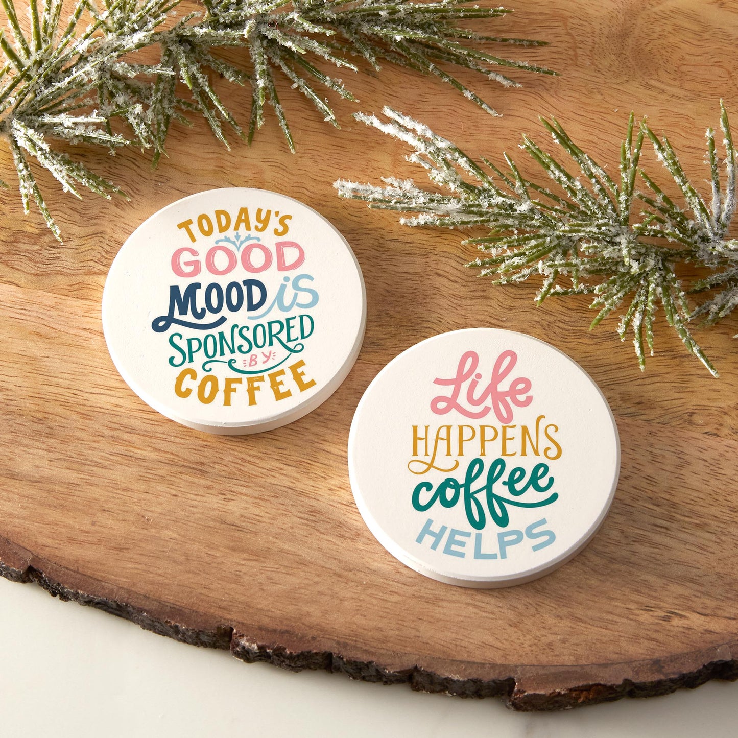 Car Coaster 2-Pack Kalia Lane-Good Mood & Coffee Helps -6