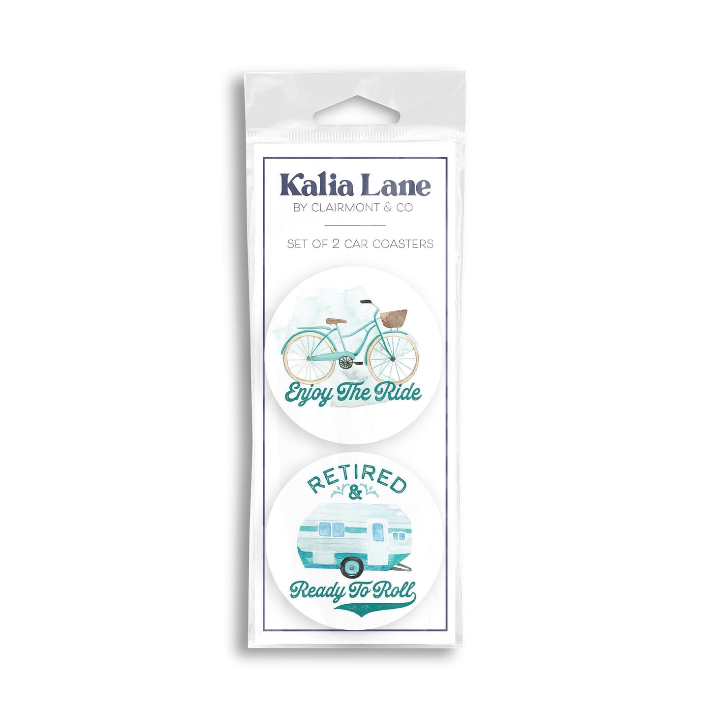 Car Coaster 2-Pack Kalia Lane-Retirement Enjoy The Ride & Ready To Roll -0