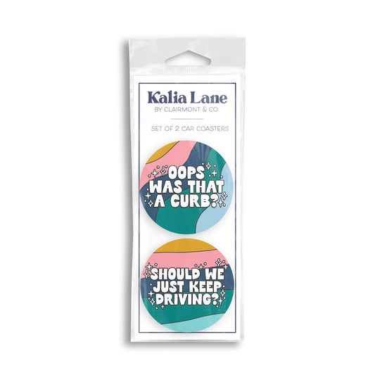 Car Coaster 2-Pack Kalia Lane-Was That A Curb & Just Keep Driving -0