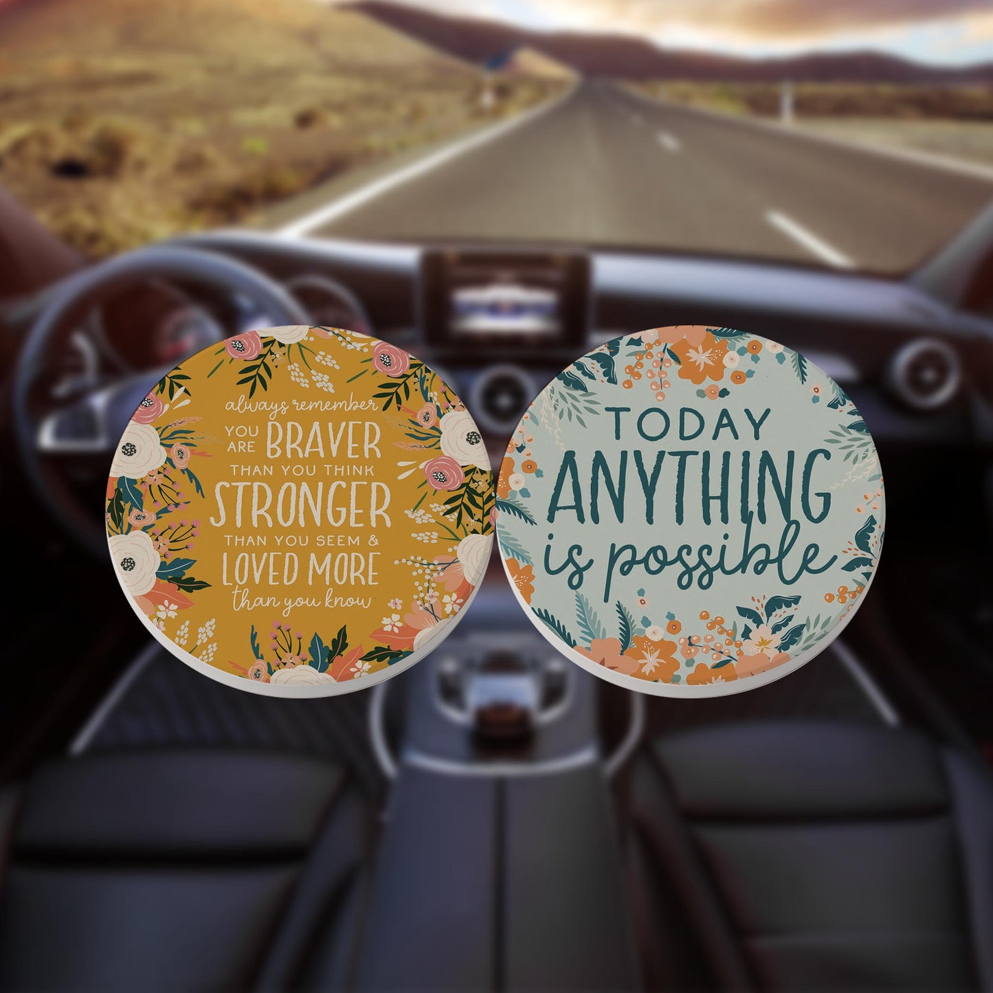 Car Coaster 2-Pack Kalia Lane-Braver Stronger & Anything Is Possible -8