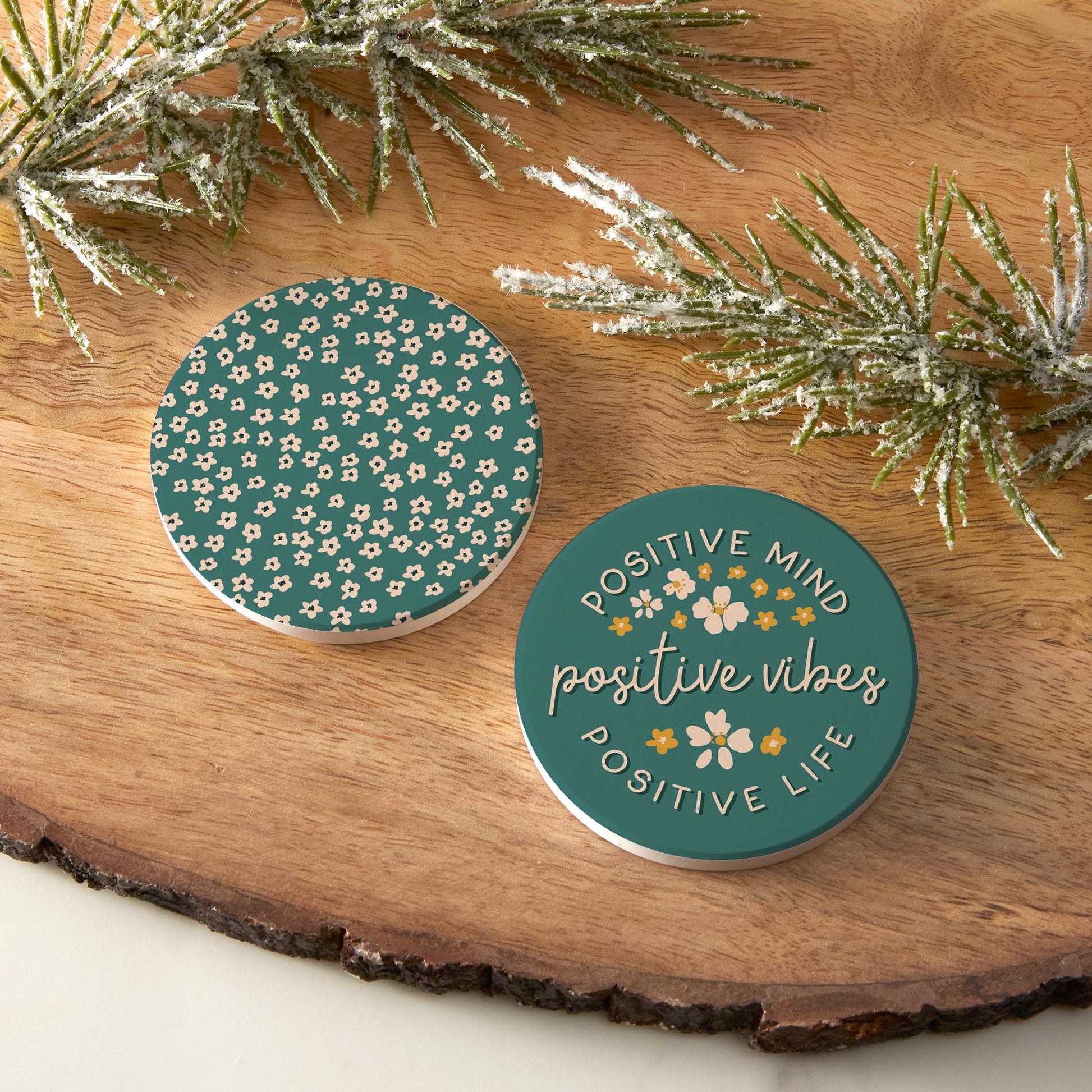 Car Coaster 2-Pack Kalia Lane-Positive Vibes & Floral Pattern -6