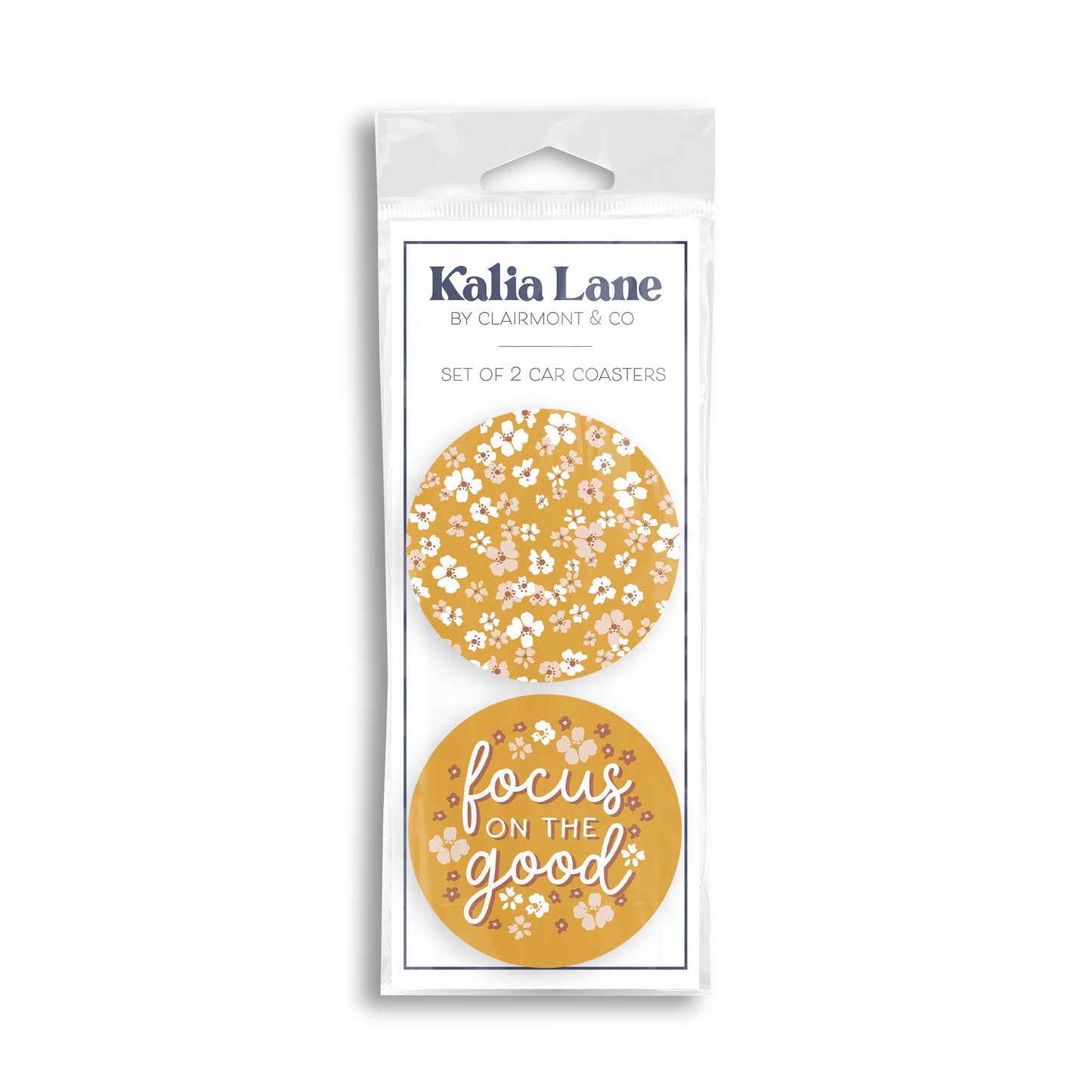 Car Coaster 2-Pack Kalia Lane-Focus On The Good & Floral Pattern -0