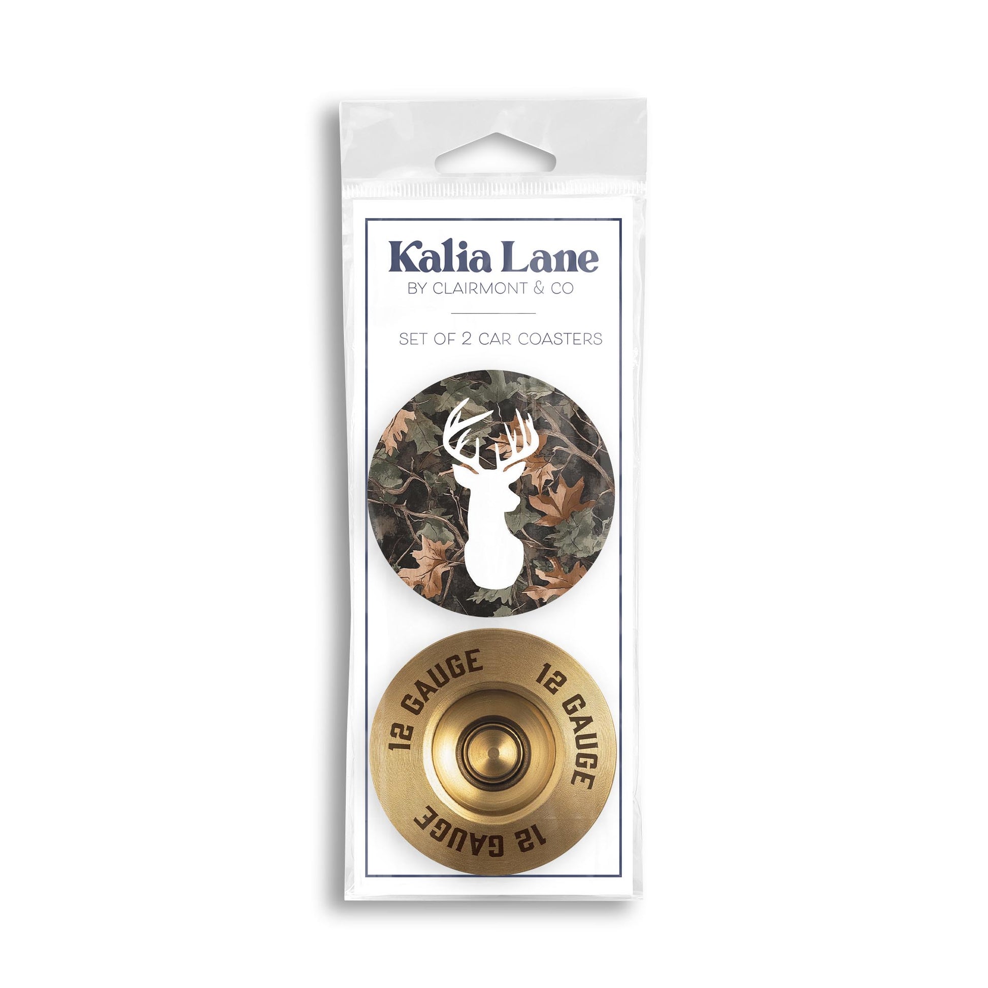 Car Coaster 2-Pack Kalia Lane-Deer Camo & 12 Gauge Shell -0