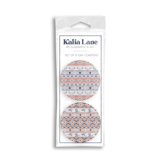 Car Coaster 2-Pack Kalia Lane-Cabin Hunting Patterns -0