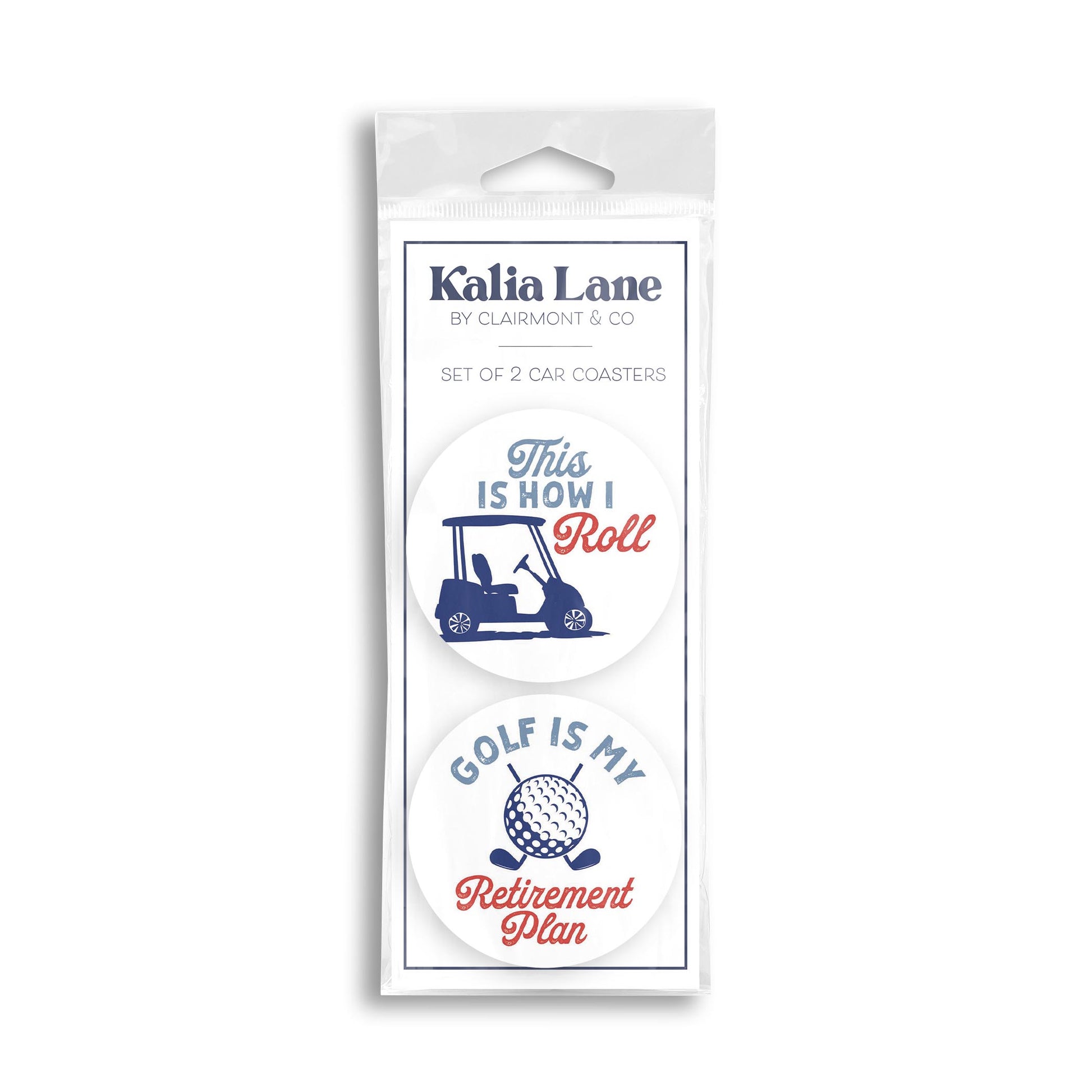 Car Coaster 2-Pack Kalia Lane-Golf How I Roll & Retirement Plan -0