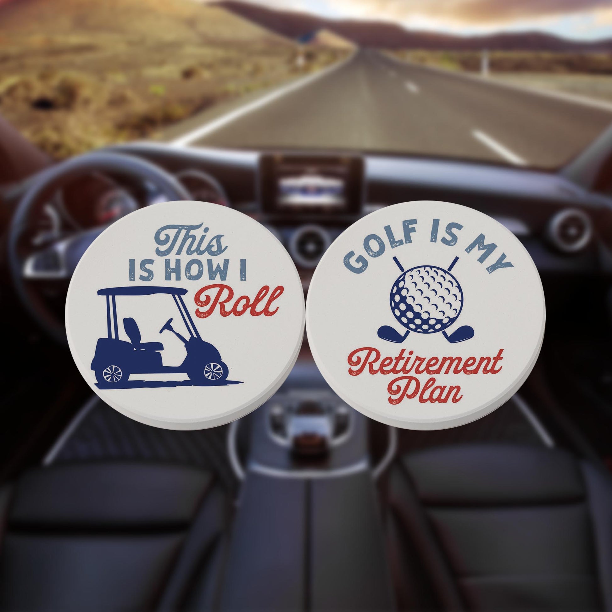 Car Coaster 2-Pack Kalia Lane-Golf How I Roll & Retirement Plan -8