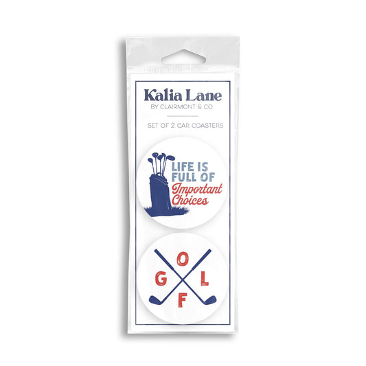 Car Coaster 2-Pack Kalia Lane-Important Choices & Golf Clubs -0