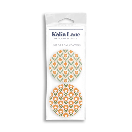 Car Coaster 2-Pack Kalia Lane-Groovy Flower Patterns 1 & 2 -0