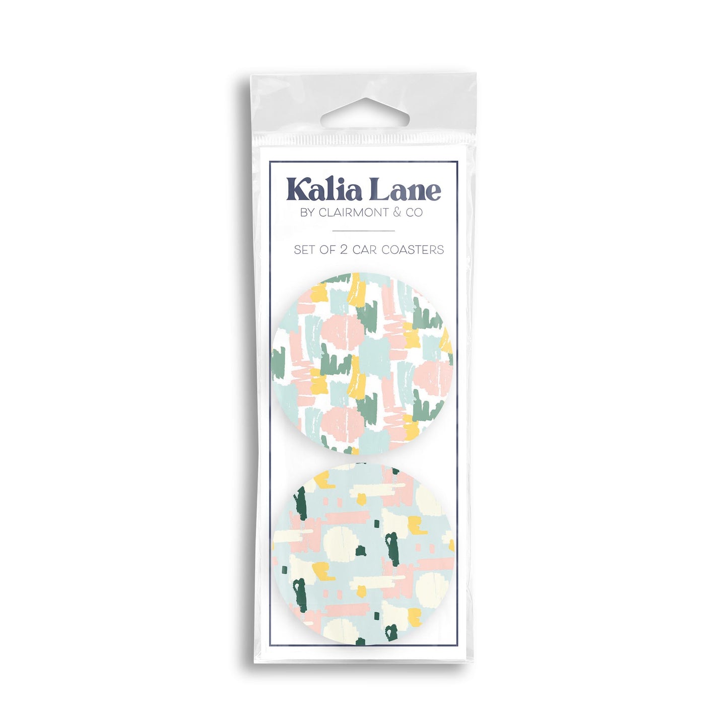 Car Coaster 2-Pack Kalia Lane-Retro Painted Swatch Patterns 1 & 2 -0