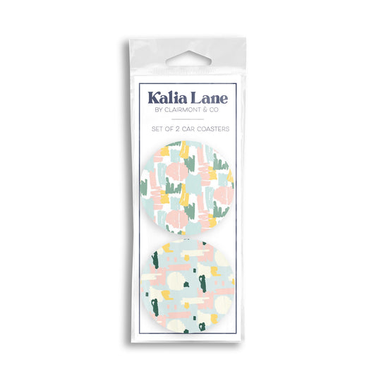 Car Coaster 2-Pack Kalia Lane-Retro Painted Swatch Patterns 1 & 2 -0