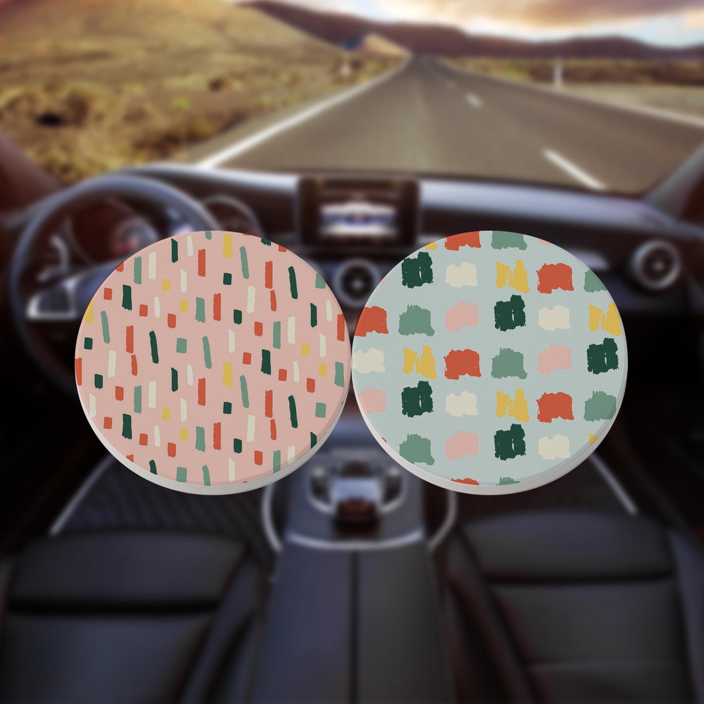 Car Coaster 2-Pack Kalia Lane-Retro Painted Swatch Patterns 3 & 4 -8