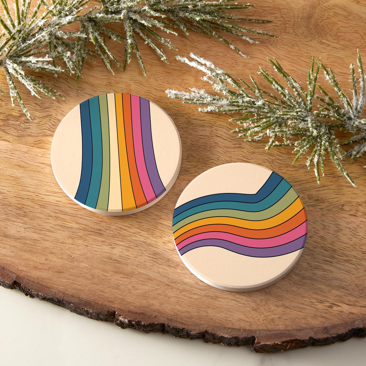 Car Coaster 2-Pack Kalia Lane-Retro Rainbow Patterns 1 & 2 -6