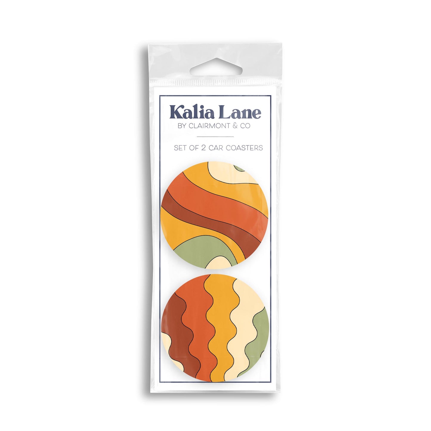 Car Coaster 2-Pack Kalia Lane-Retro Rainbow Patterns 3 & 4 -0