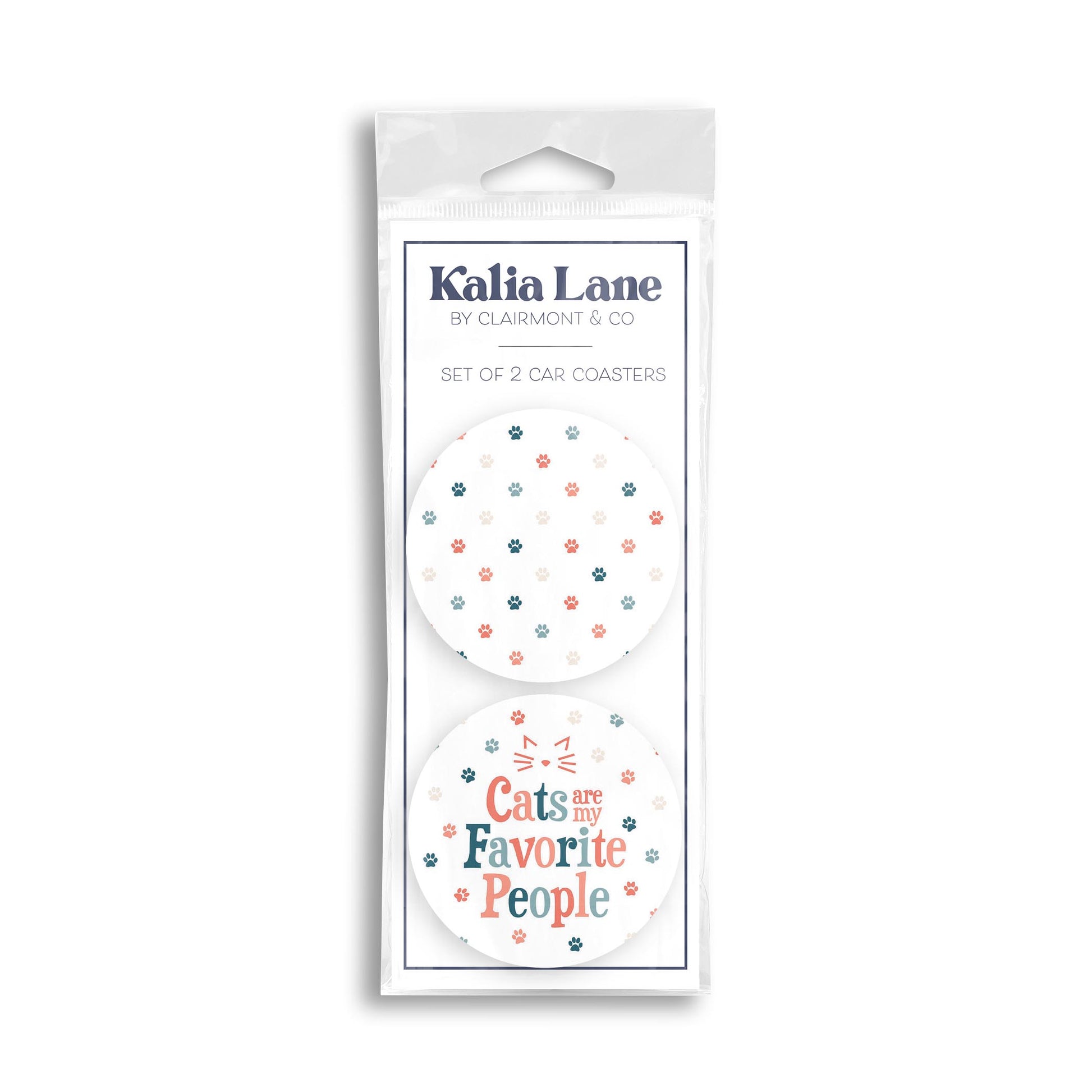Car Coaster 2-Pack Kalia Lane-Cats Are My Favorite People & Pattern -0