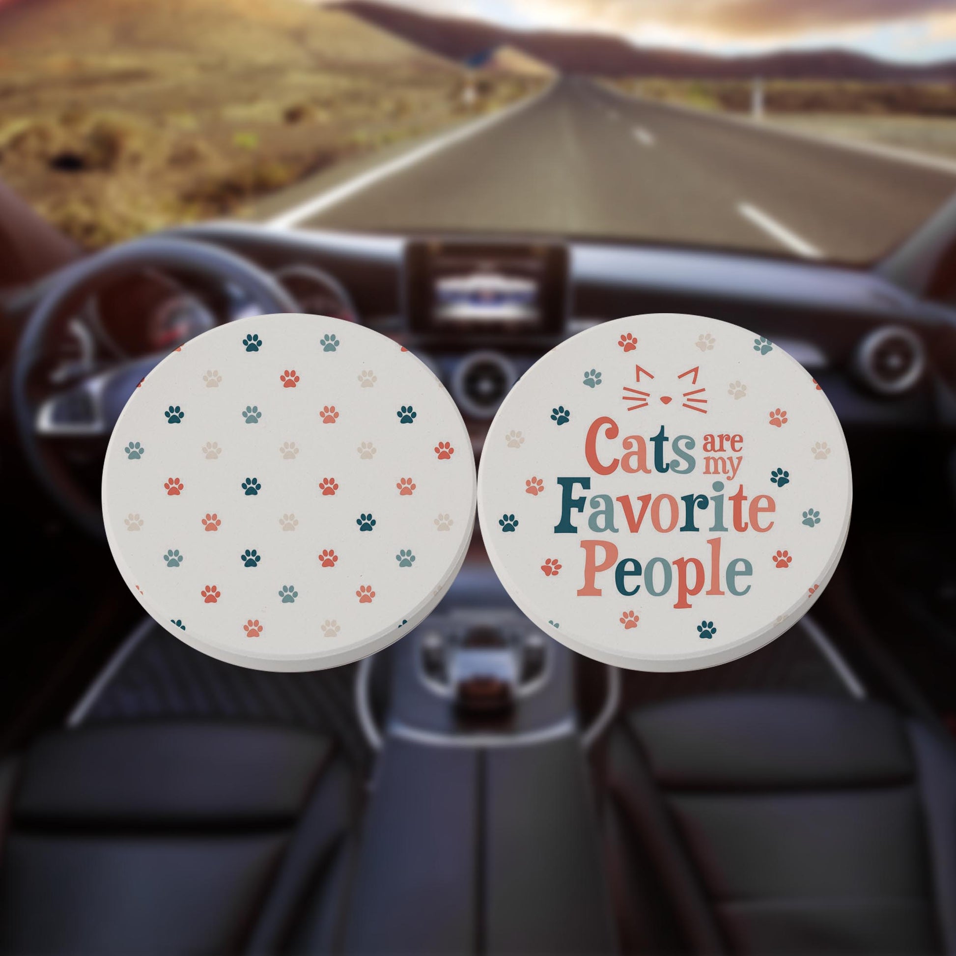Car Coaster 2-Pack Kalia Lane-Cats Are My Favorite People & Pattern -8