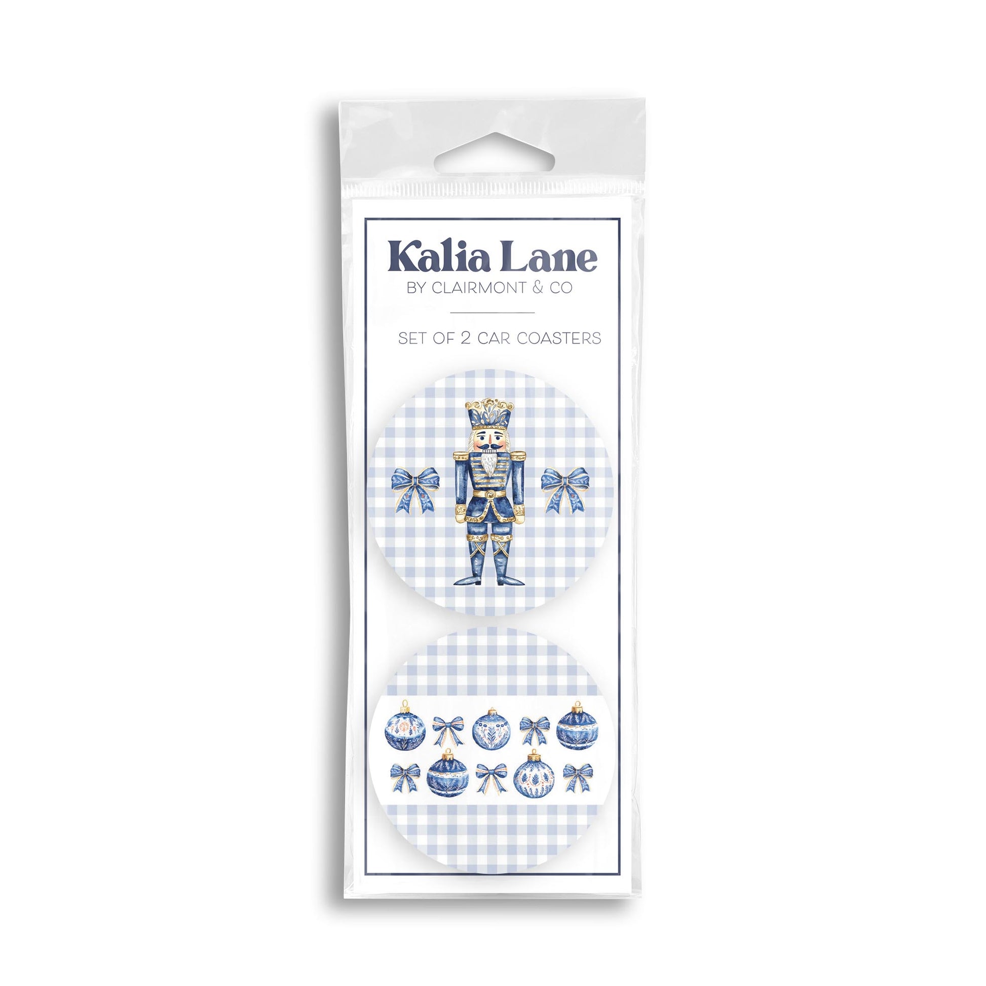 Car Coaster 2-Pack Kalia Lane-Blue Noel - A Grand Millennial Christmas -0