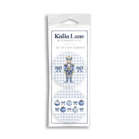 Car Coaster 2-Pack Kalia Lane-Blue Noel - A Grand Millennial Christmas -0