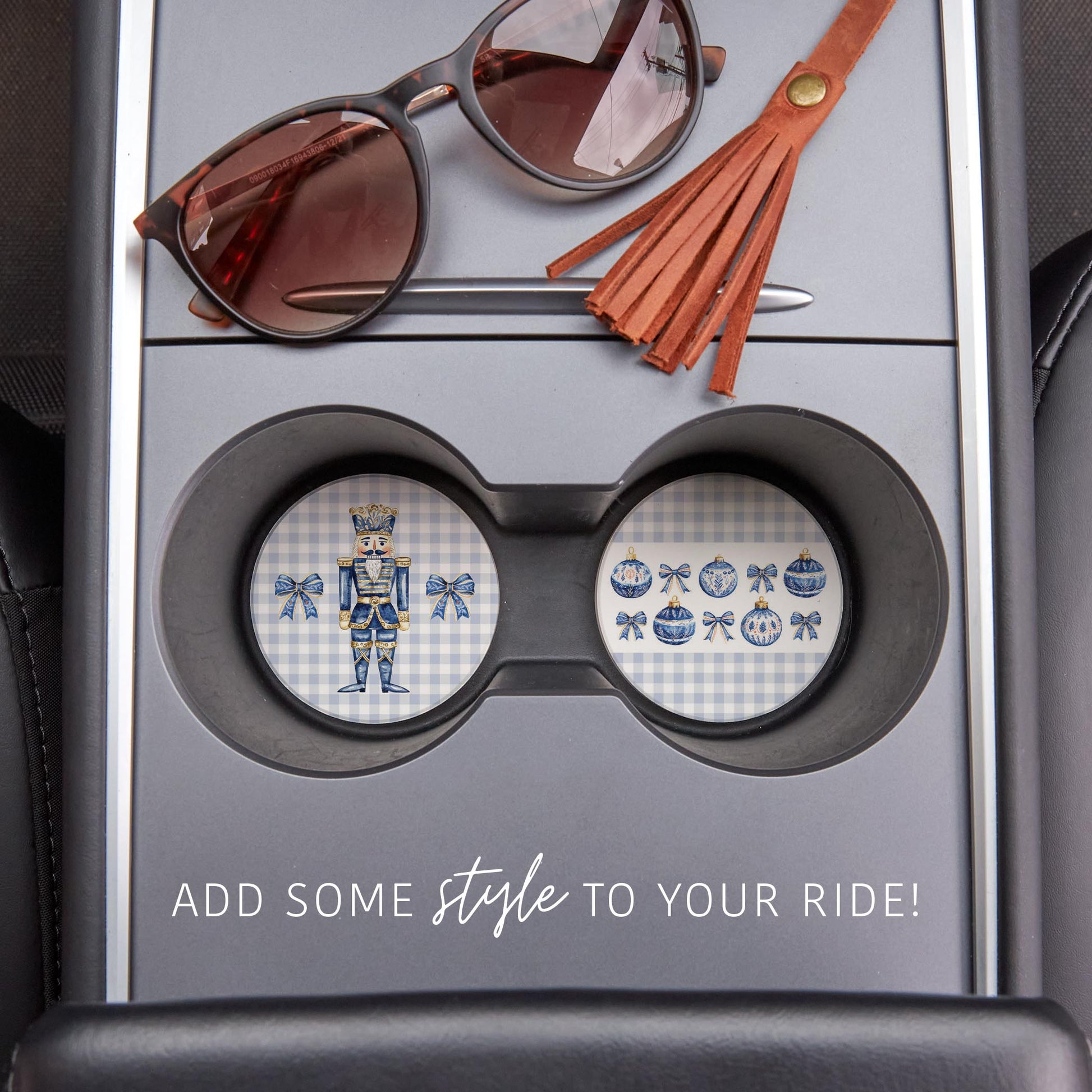 Car Coaster 2-Pack Kalia Lane-Blue Noel - A Grand Millennial Christmas -1