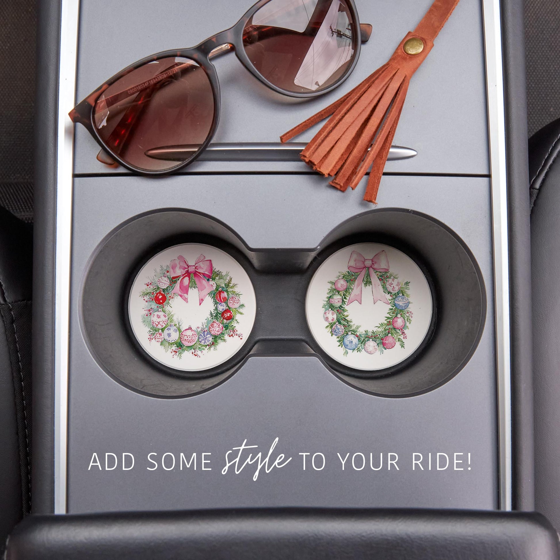 Car Coaster 2-Pack Kalia Lane-Blush & Baubles - A Grand Millennial Christmas -1