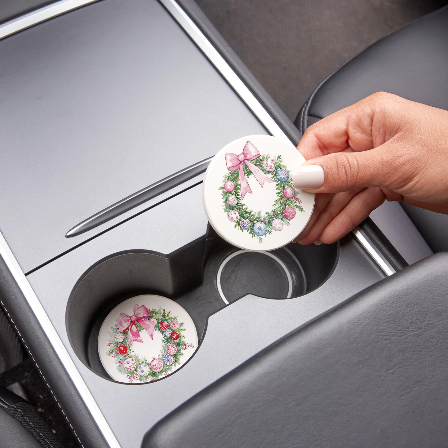 Car Coaster 2-Pack Kalia Lane-Blush & Baubles - A Grand Millennial Christmas -2