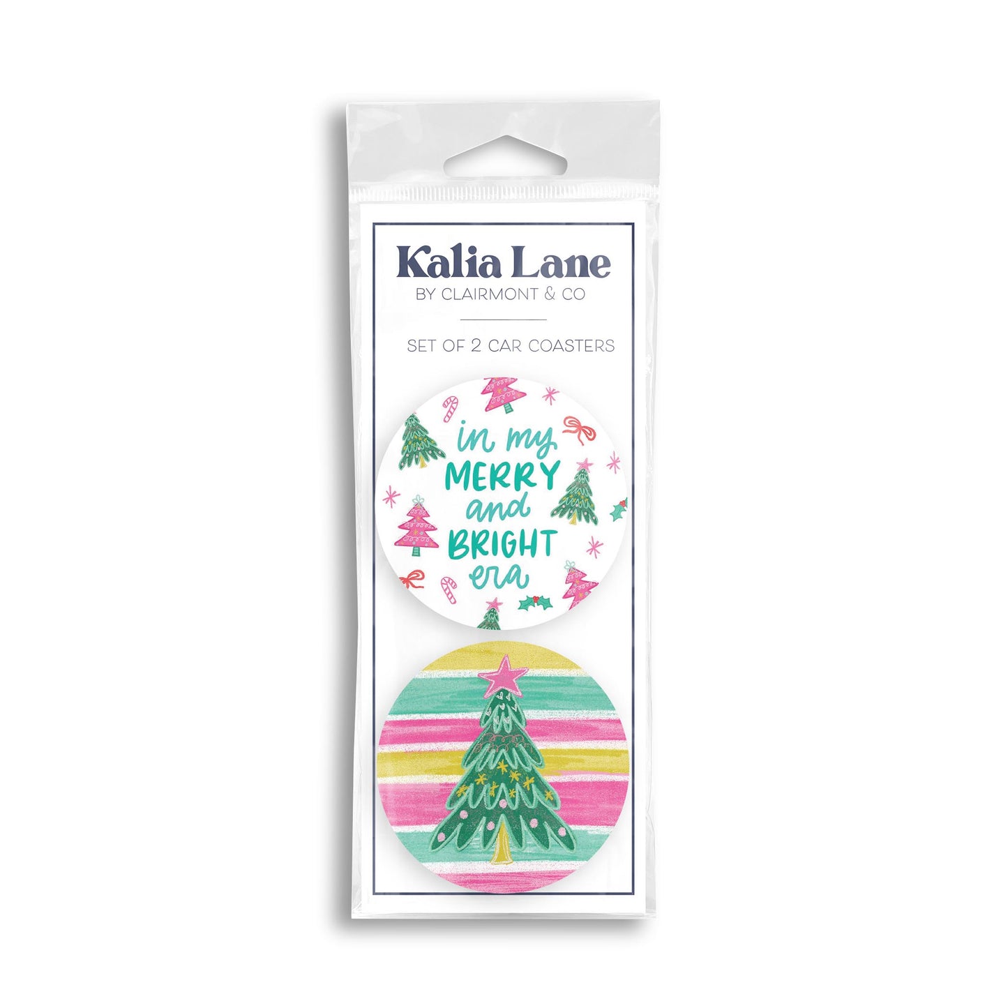 Car Coaster 2-Pack Kalia Lane-Merry & Bright Era & Tree