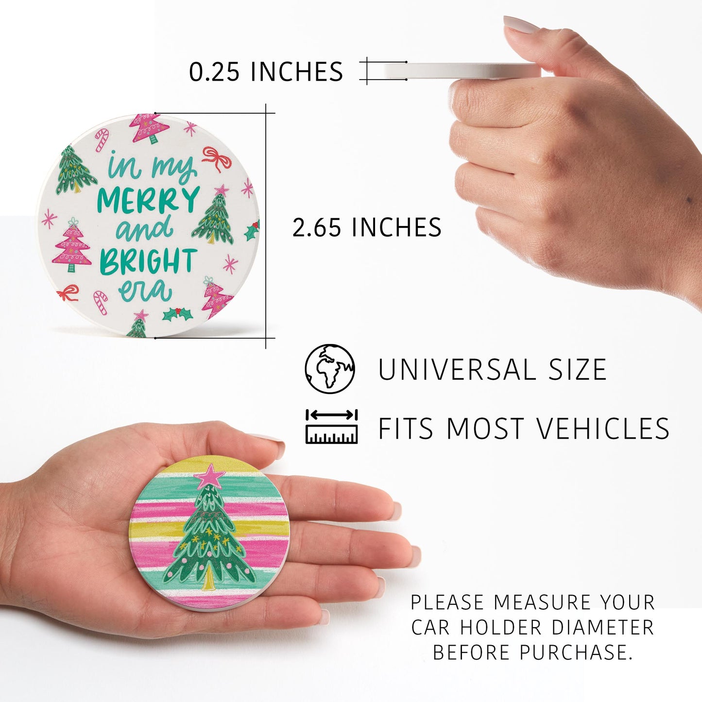 Car Coaster 2-Pack Kalia Lane-Merry & Bright Era & Tree