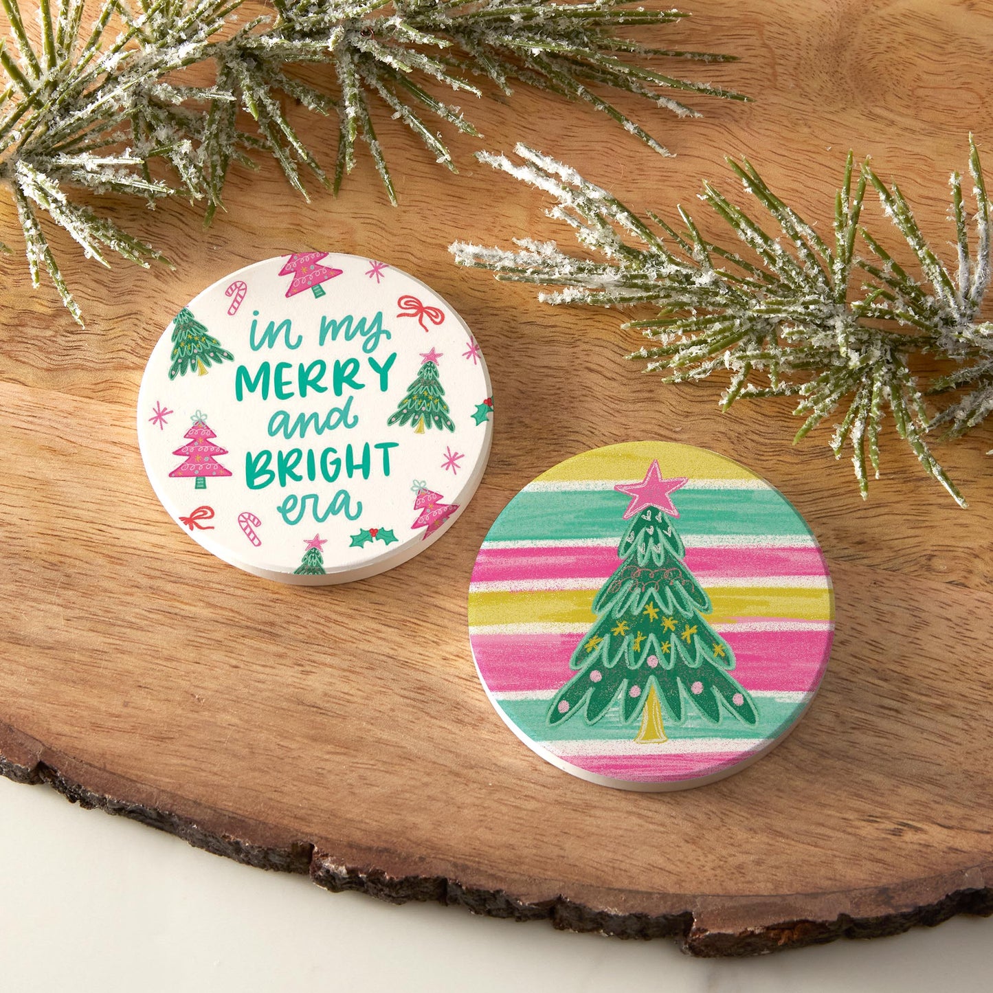 Car Coaster 2-Pack Kalia Lane-Merry & Bright Era & Tree