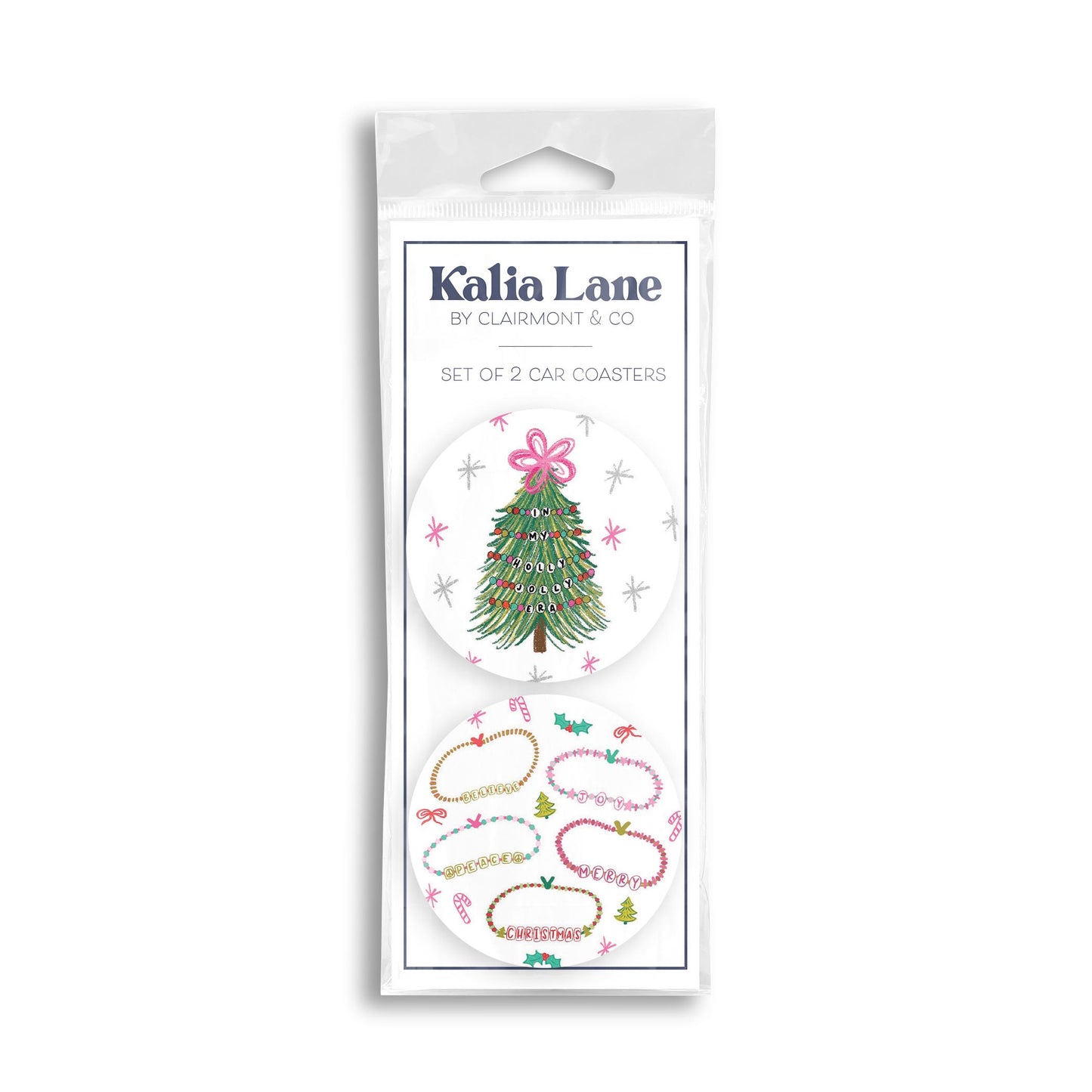 Car Coaster 2-Pack Kalia Lane-Christmas Tree & Bracelets