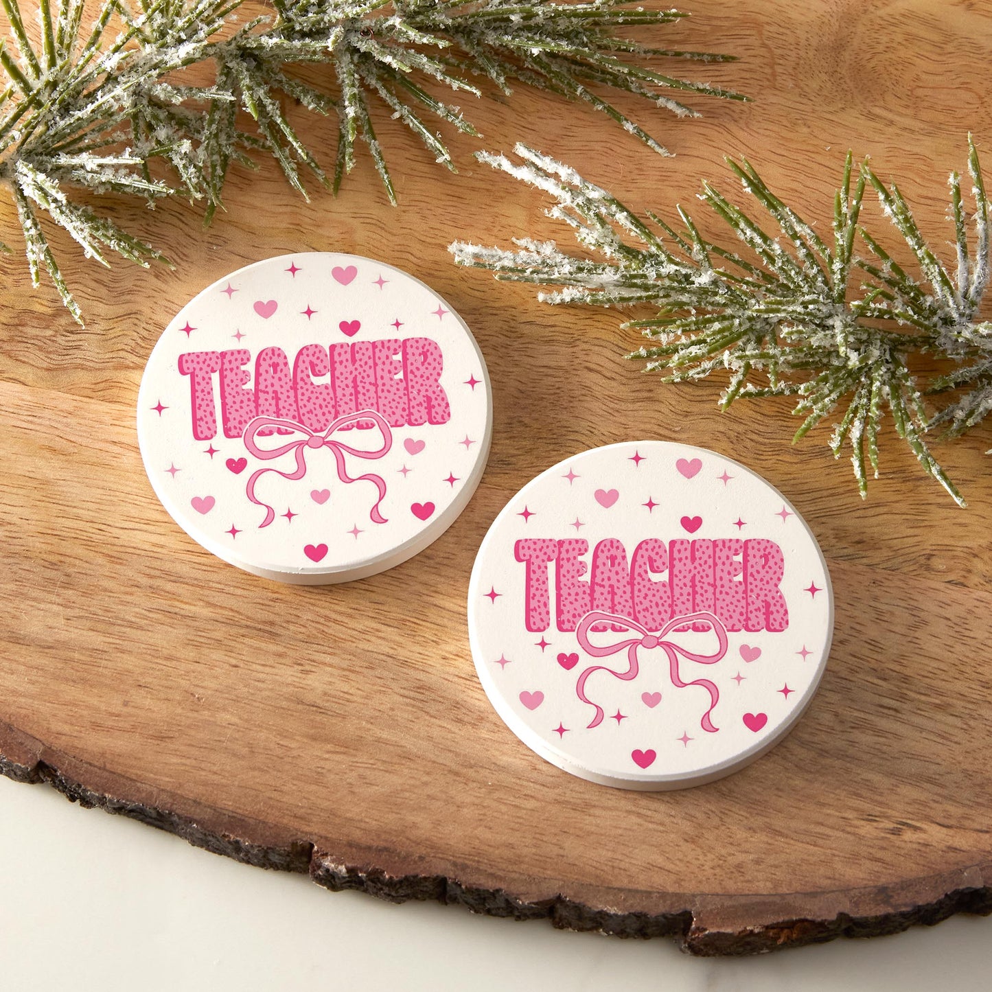 Car Coaster 2-Pack Kalia Lane-Classroom Coquette Teacher Hearts & Bow -6