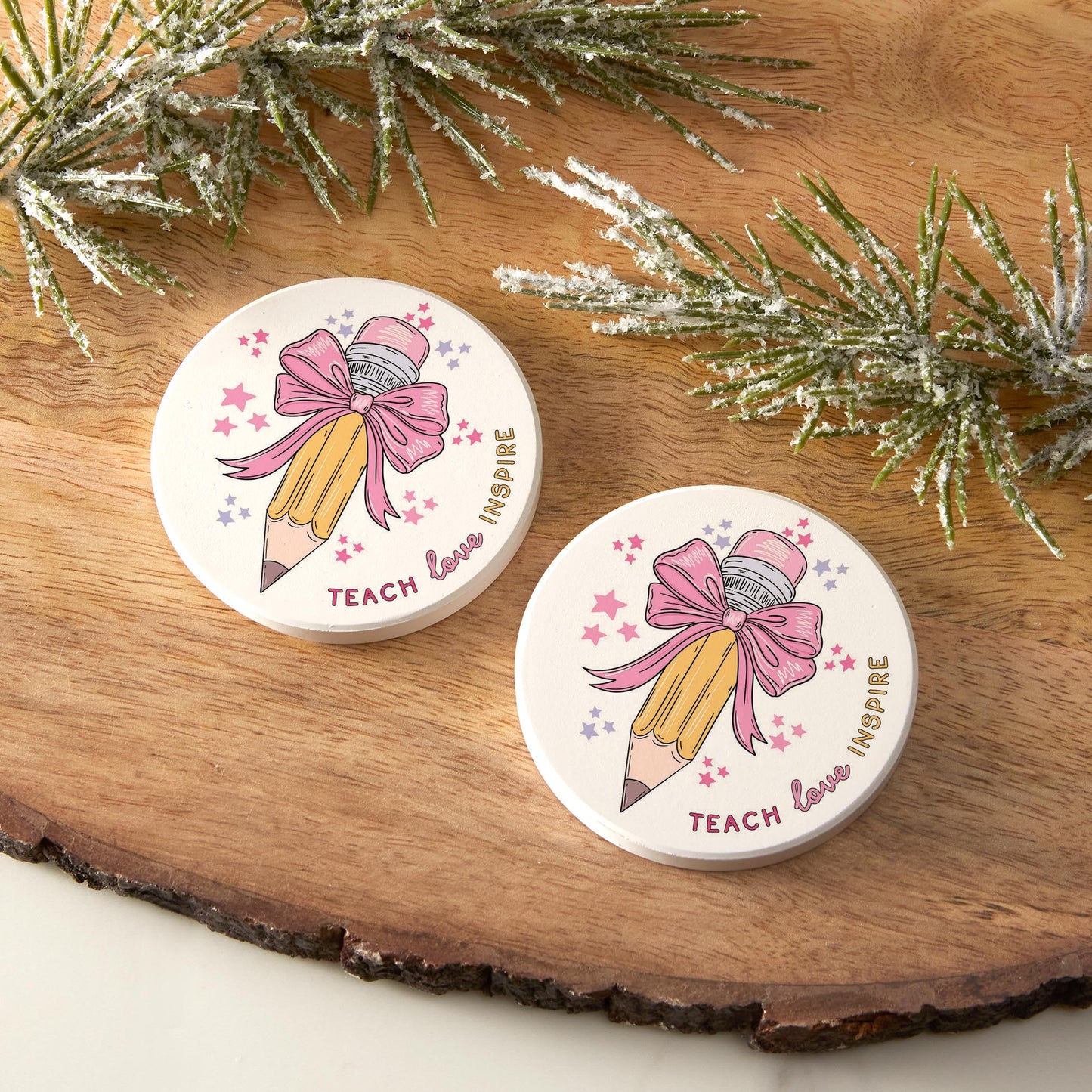 Car Coaster 2-Pack Kalia Lane-Classroom Coquette Teach Love Inspire -6