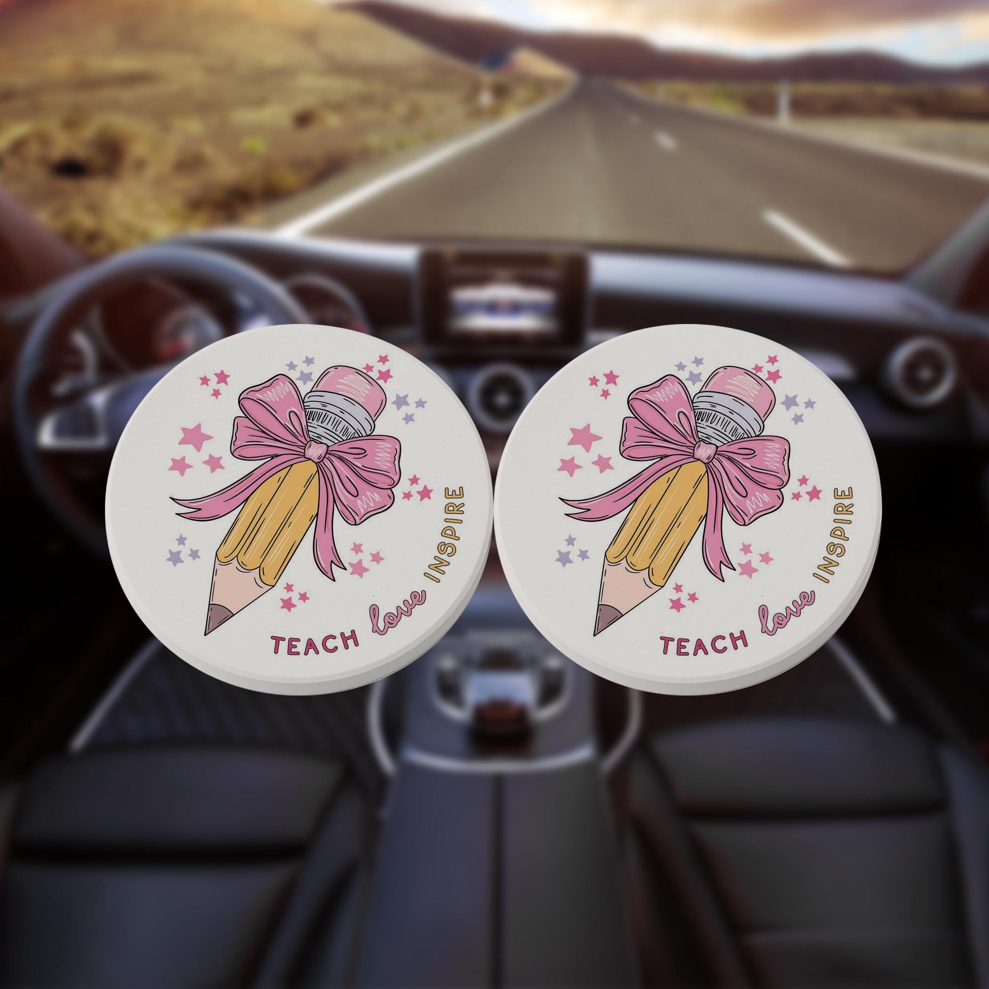 Car Coaster 2-Pack Kalia Lane-Classroom Coquette Teach Love Inspire -8