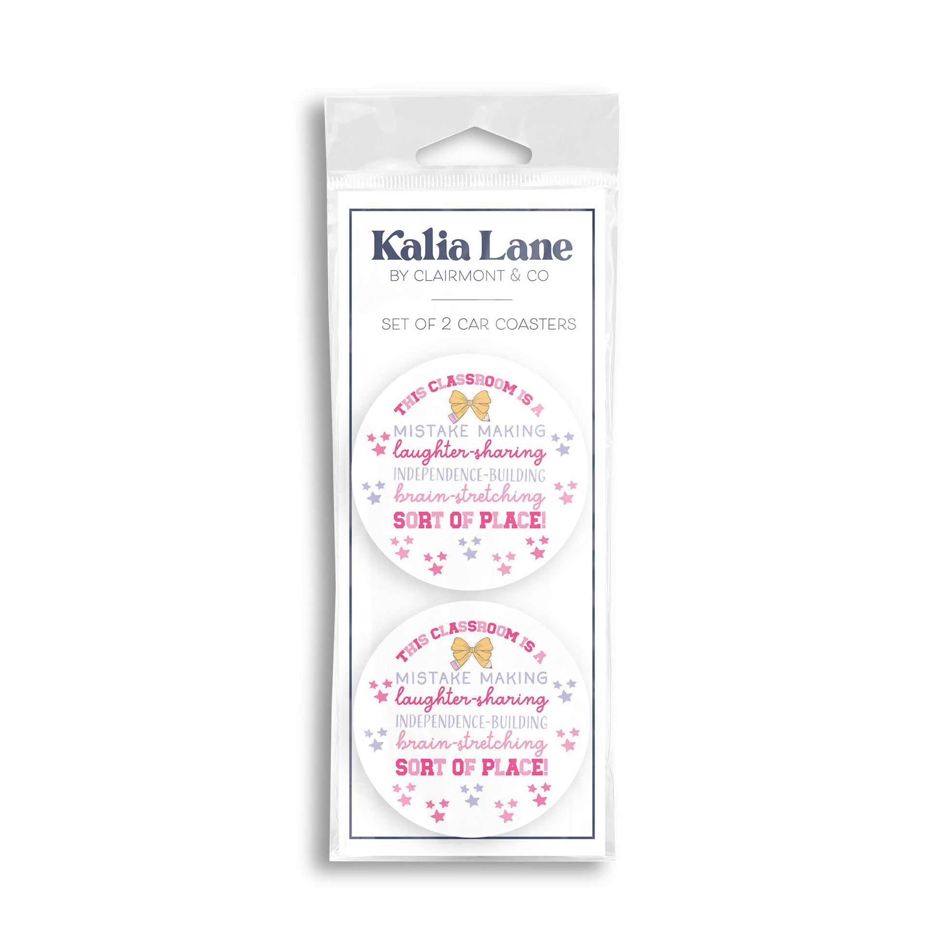 Car Coaster 2-Pack Kalia Lane-Classroom Coquette This Classroom -0