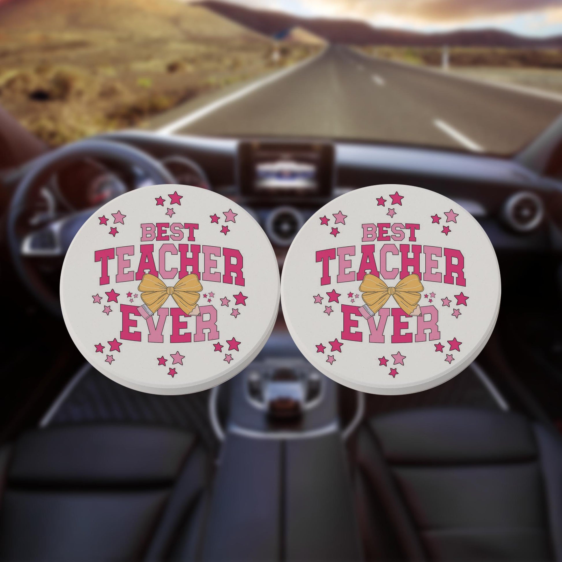Car Coaster 2-Pack Kalia Lane-Classroom Coquette Best Teacher Ever -8
