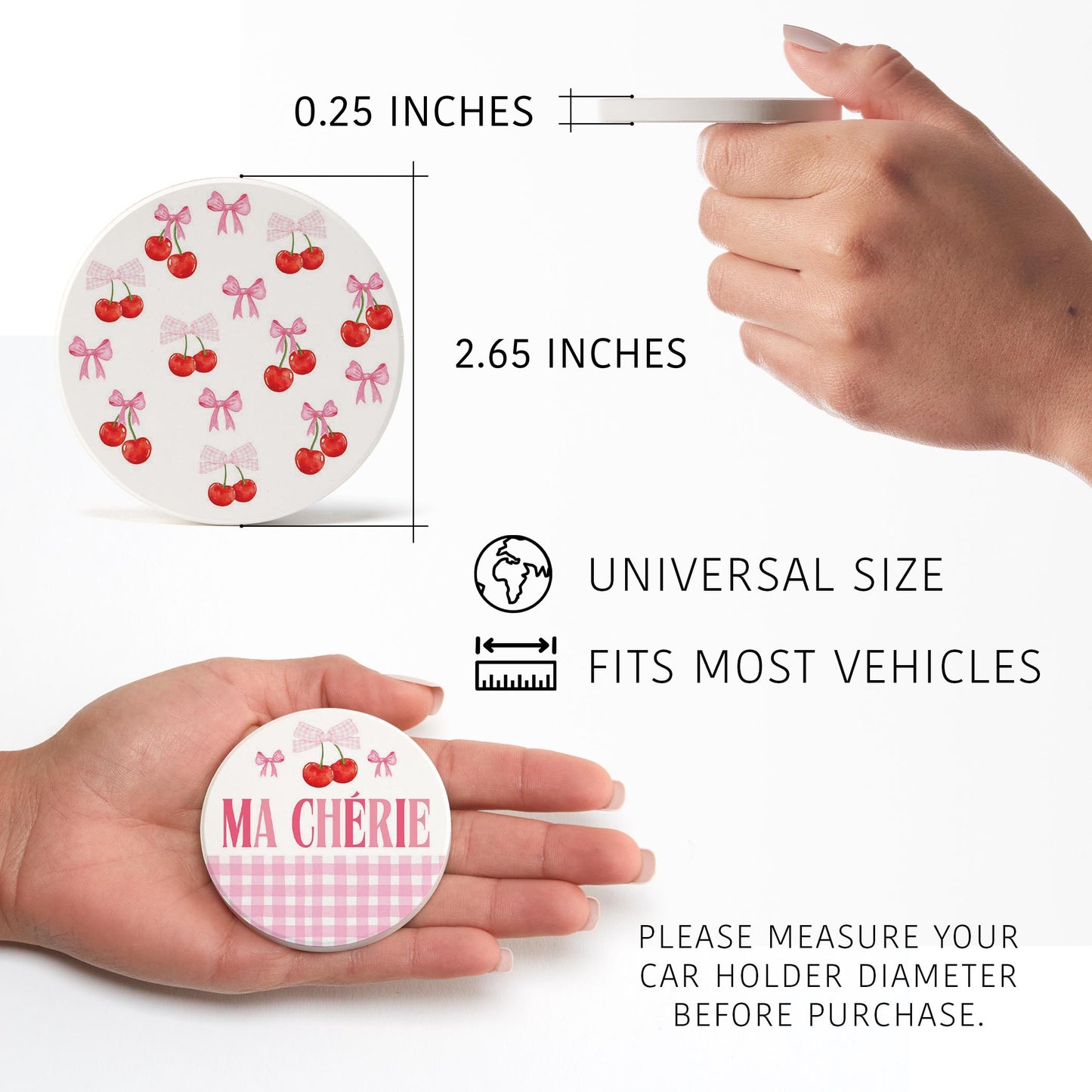 Car Coaster 2-Pack Kalia Lane-Cherry Pattern & Ma Chérie