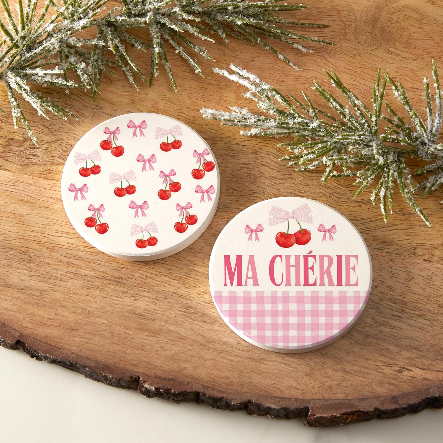 Car Coaster 2-Pack Kalia Lane-Cherry Pattern & Ma Chérie